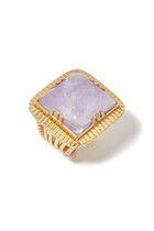 Arty Chevaliere Ring, 24k Gold Plated Brass & Amethyst
